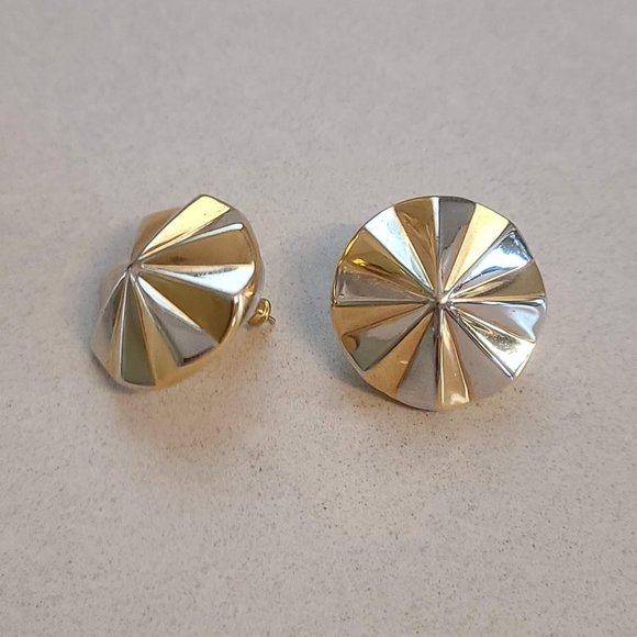 Gold & Silver Circular Fashion Earrings - Picture 3 of 6